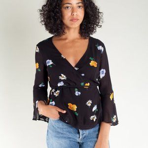 Ganni dainty georgette wrap blouse size M